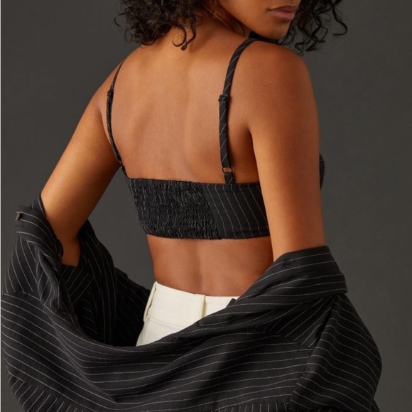 NWT Anthropologie X Favorite Daughter | Black & White Pinstripe Bra Top XS 90s - Picture 3 of 10